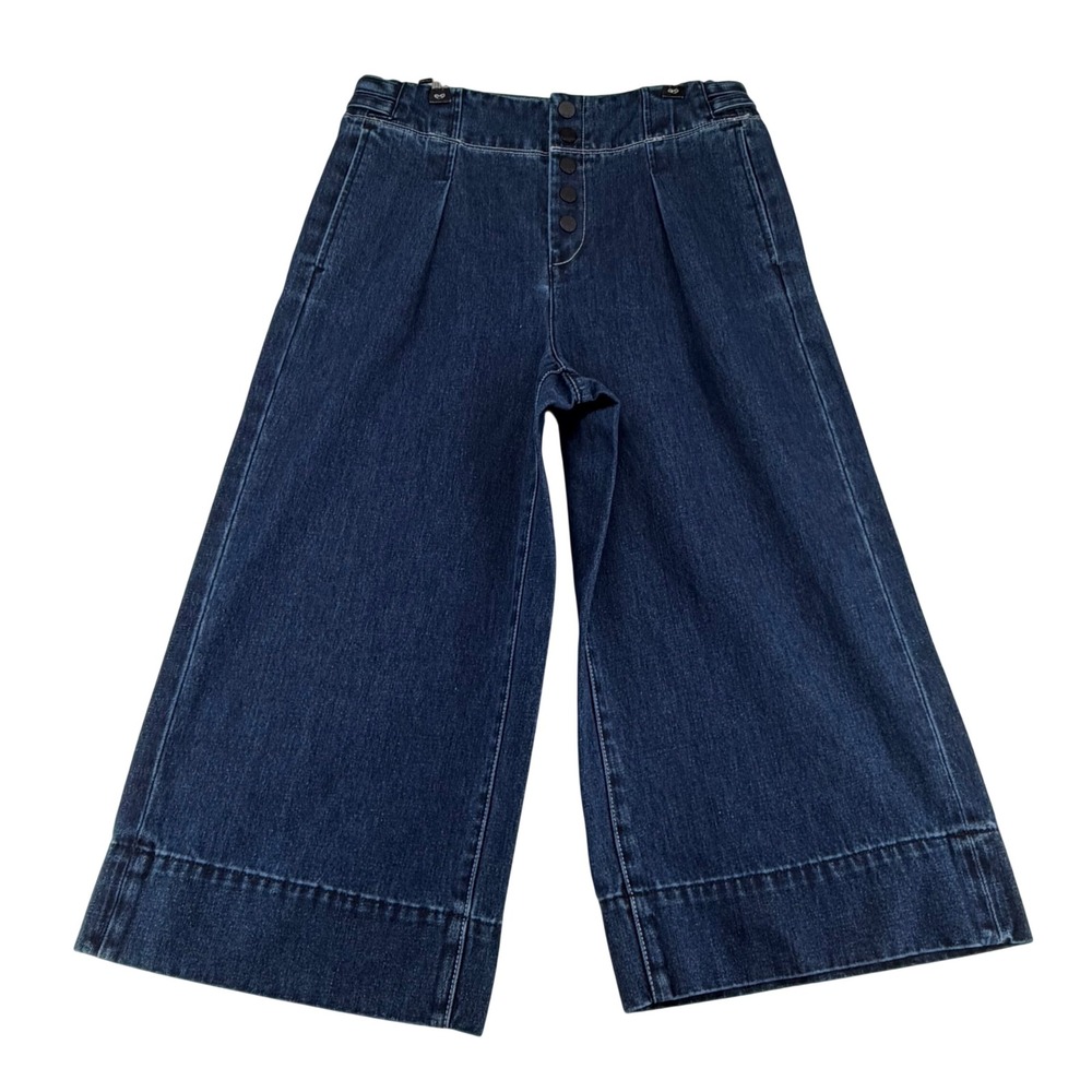 Habitual Gaucho Jeans High Rise Wide Leg Crop Pleated Snap Button Fly Womens 28